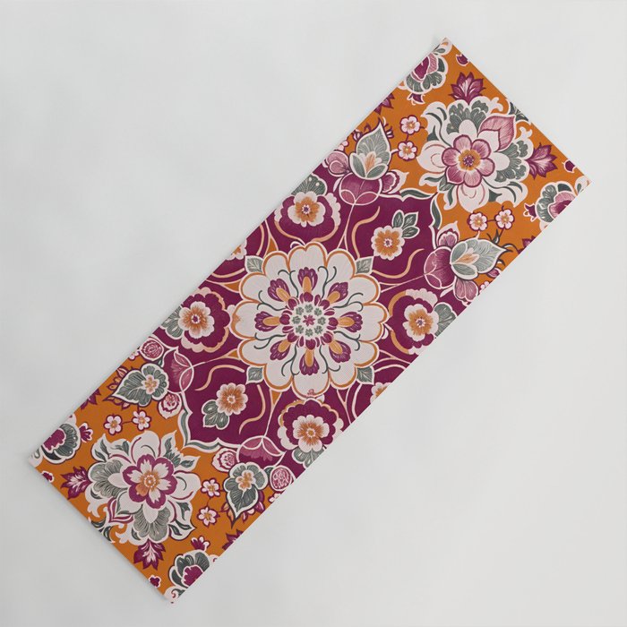 Ruby and Spice Floral Mandala Yoga Mat Gallery Image 1