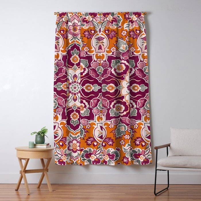 Ruby and Spice Floral Mandala Window Curtain Gallery Image 1