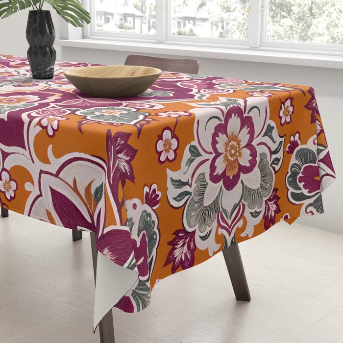 Ruby and Spice Floral Mandala Tablecloth Gallery Image 3