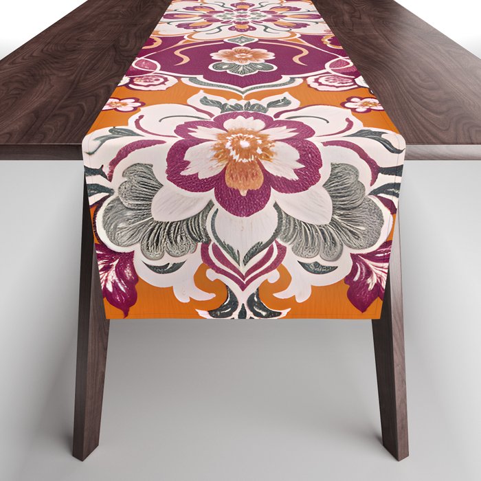 Ruby and Spice Floral Mandala Table Runner Gallery Image 1