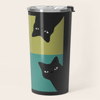 Black Cat Peeking 2x2 Travel Mug Gallery Image 2