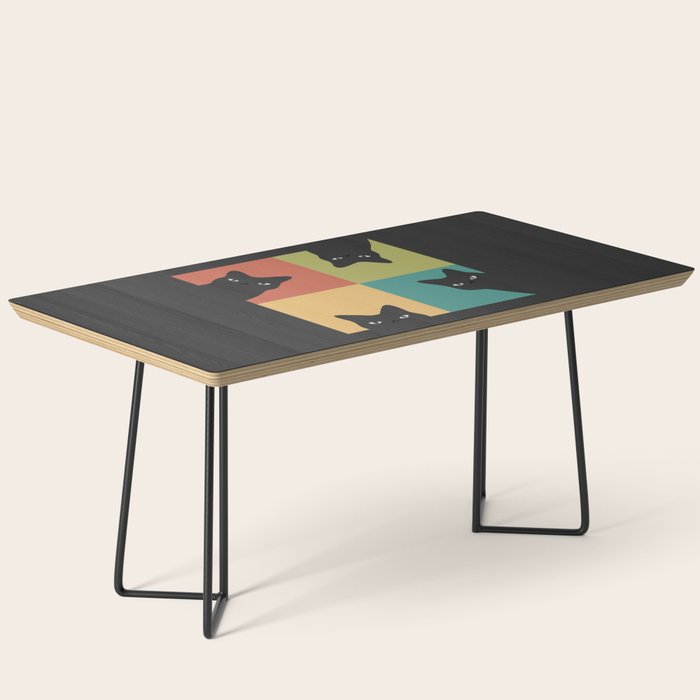 Black Cat Peeking 2x2 Coffee Table Gallery Image 1