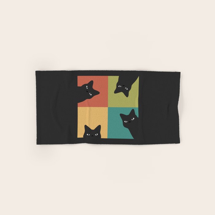 Black Cat Peeking 2x2 Bath Towel Gallery Image 1