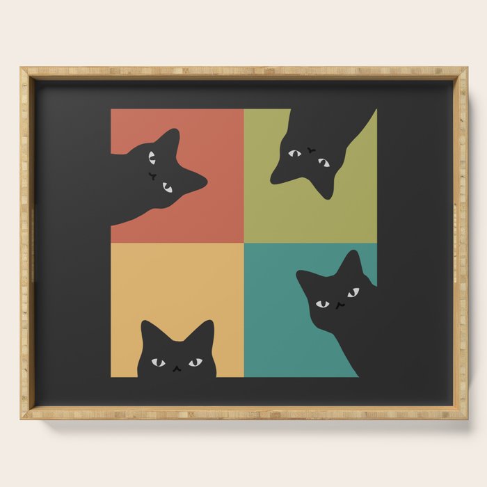 Black Cat Peeking 2x2 Serving Tray Gallery Image 1