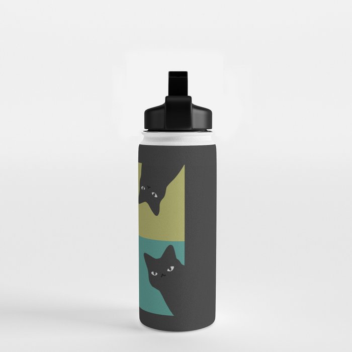 Black Cat Peeking 2x2 Water Bottle Gallery Image 2