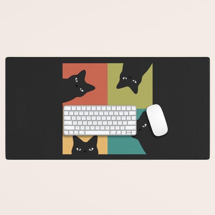 Black Cat Peeking 2x2 Desk Mat Gallery Image 1