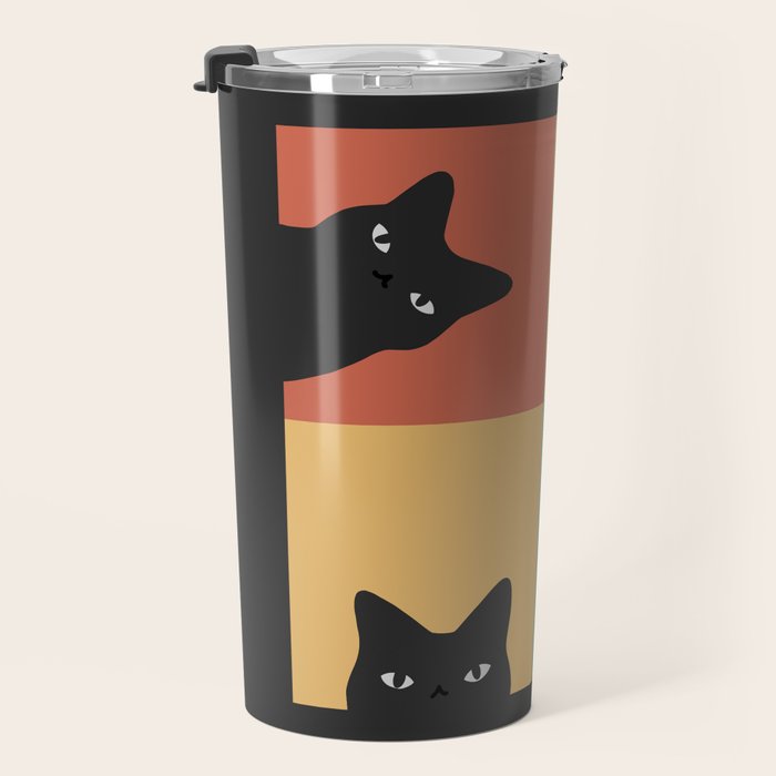 Black Cat Peeking 2x2 Travel Mug Gallery Image 3