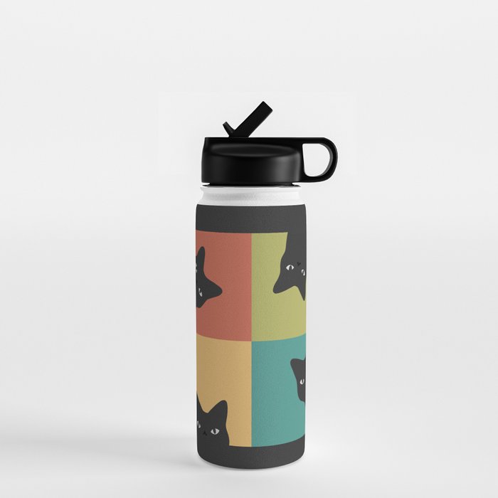 Black Cat Peeking 2x2 Water Bottle Gallery Image 1