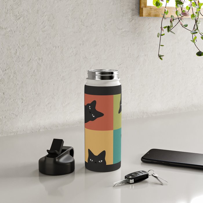 Black Cat Peeking 2x2 Water Bottle Gallery Image 4