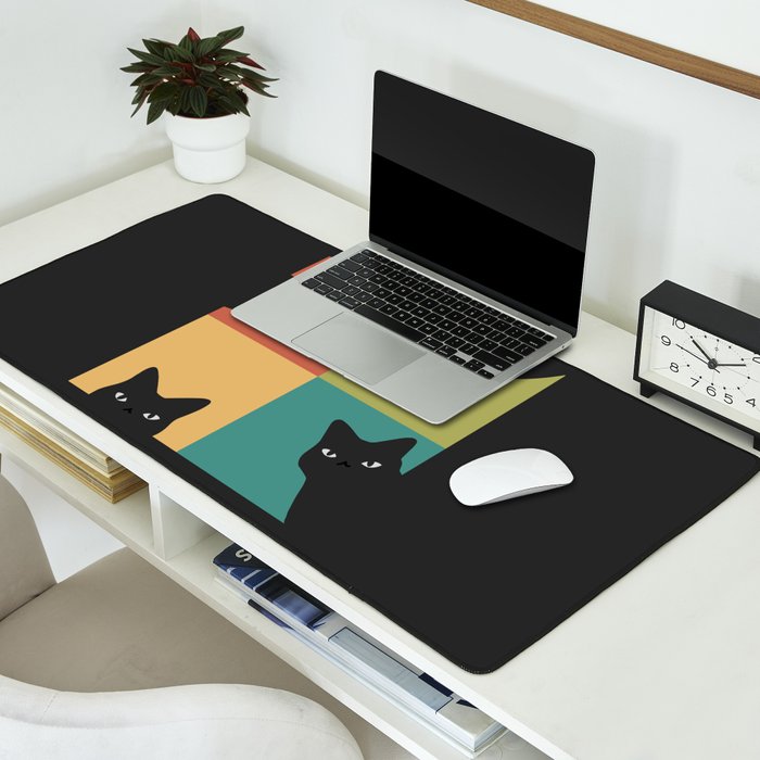 Black Cat Peeking 2x2 Desk Mat Gallery Image 2