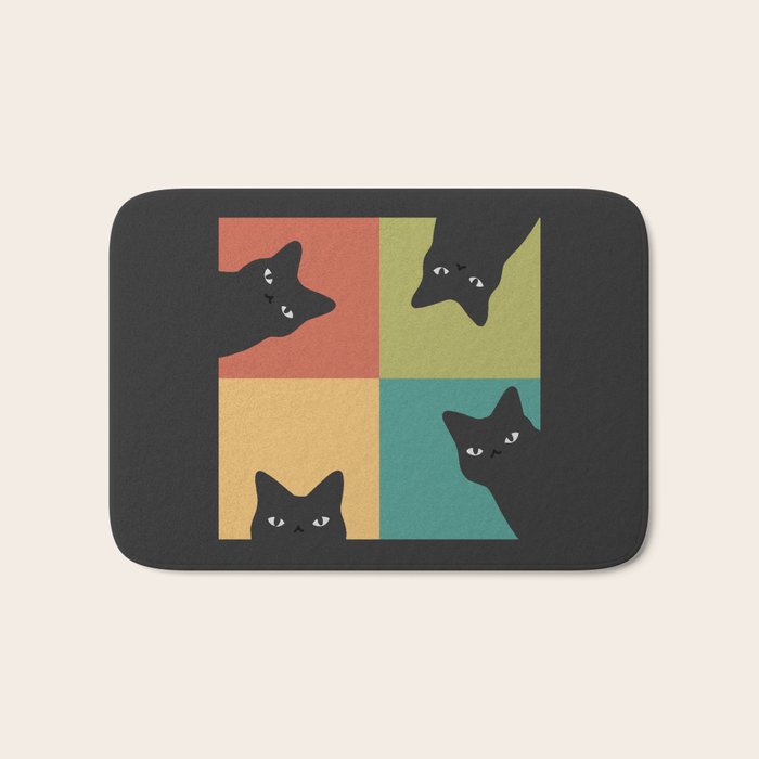 Black Cat Peeking 2x2 Bath Mat Gallery Image 1