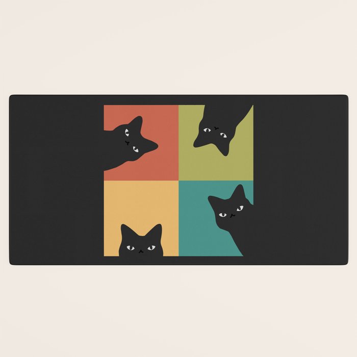 Black Cat Peeking 2x2 Desk Mat Gallery Image 3