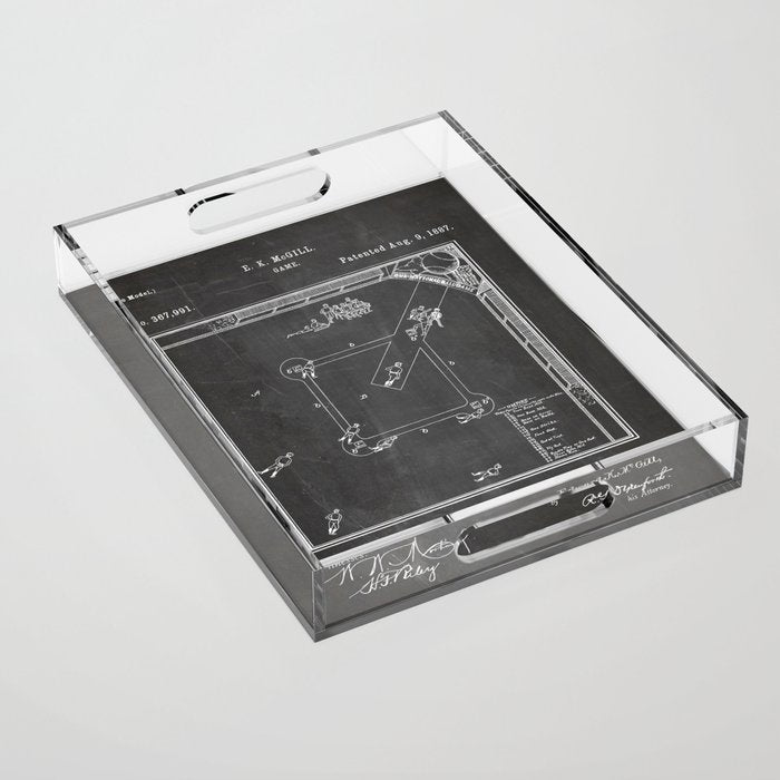 Baseball Patent - Sports Fan Softball Baseball Art - Black Chalkboard Acrylic Tray Gallery Image 1