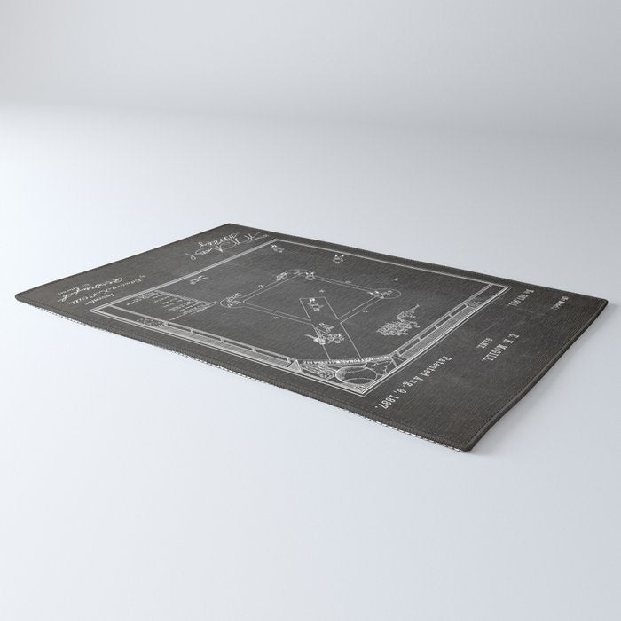 Baseball Patent - Sports Fan Softball Baseball Art - Black Chalkboard Rug Gallery Image 3