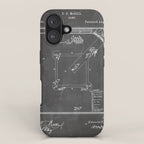 Baseball Patent - Sports Fan Softball Baseball Art - Black Chalkboard iPhone Case Gallery Image 1