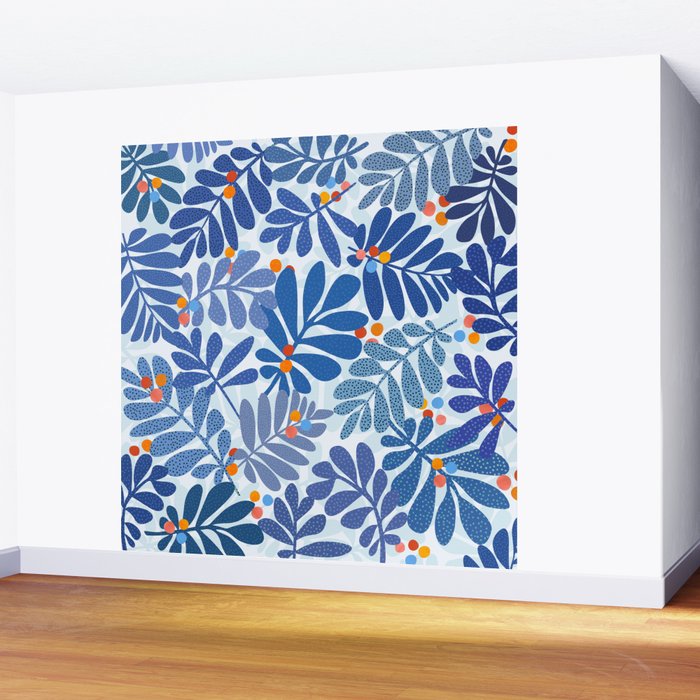 Mid Century Winter Blues Wall Mural Gallery Image 2