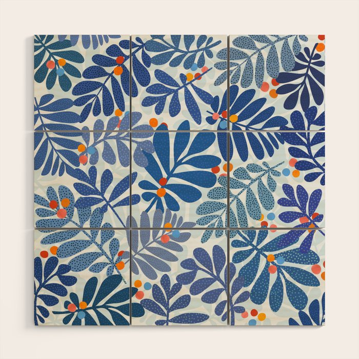 Mid Century Winter Blues Wood Wall Art Gallery Image 1