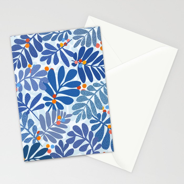 Mid Century Winter Blues Stationery Card Gallery Image 2