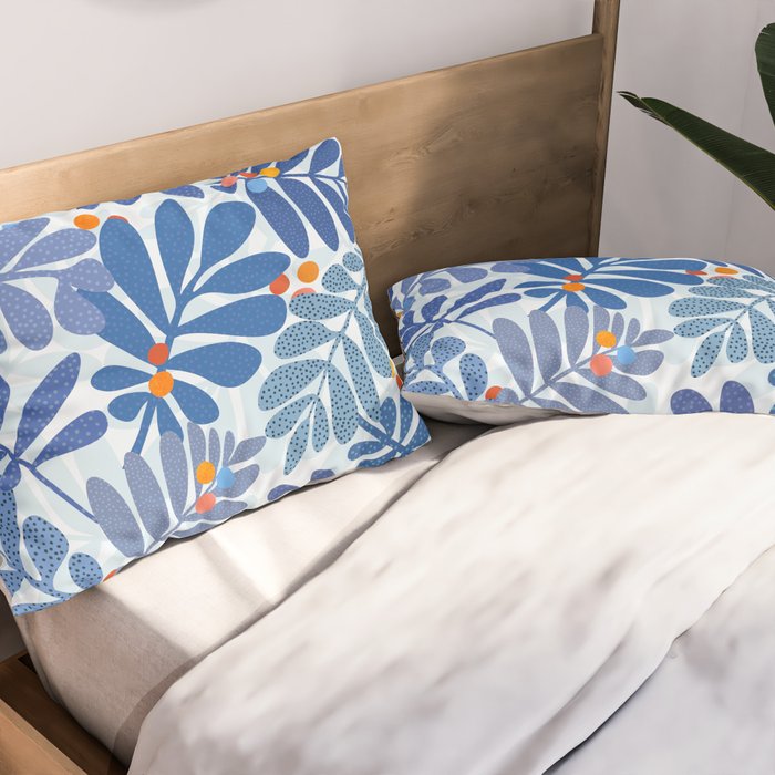 Mid Century Winter Blues Pillow Sham Gallery Image 2