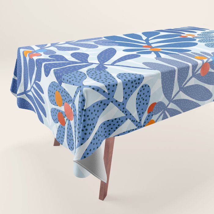 Mid Century Winter Blues Tablecloth Gallery Image 1