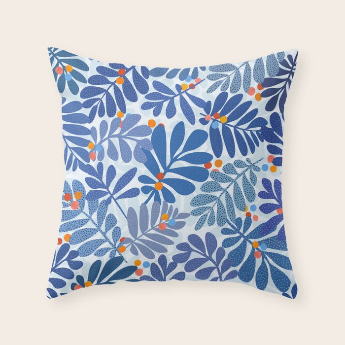 Mid Century Winter Blues Throw Pillow Gallery Image 6