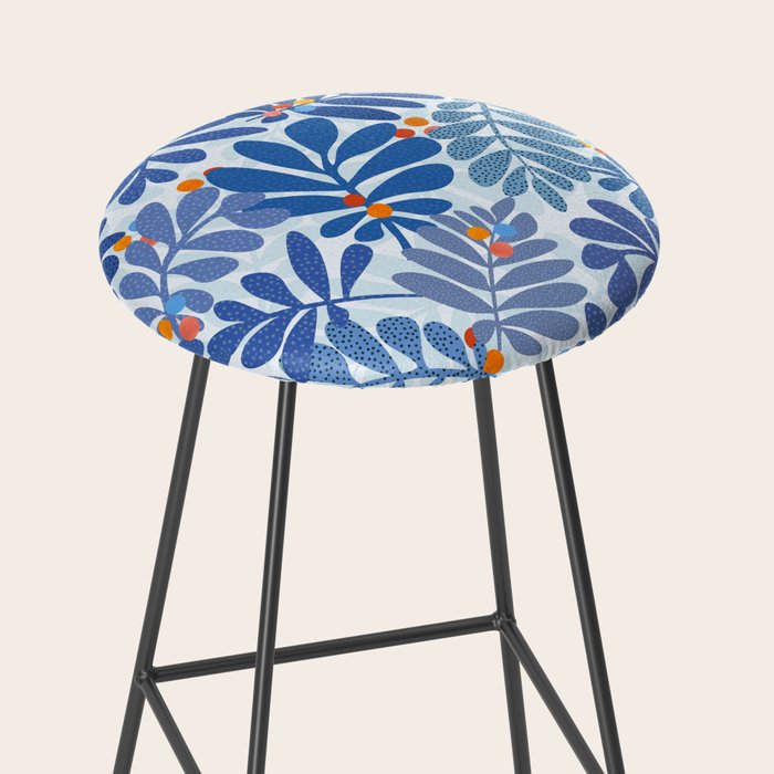 Mid Century Winter Blues Stool Gallery Image 2
