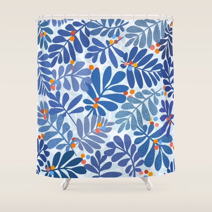 Mid Century Winter Blues Shower Curtain Gallery Image 1