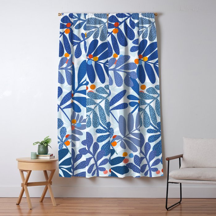 Mid Century Winter Blues Window Curtain Gallery Image 5