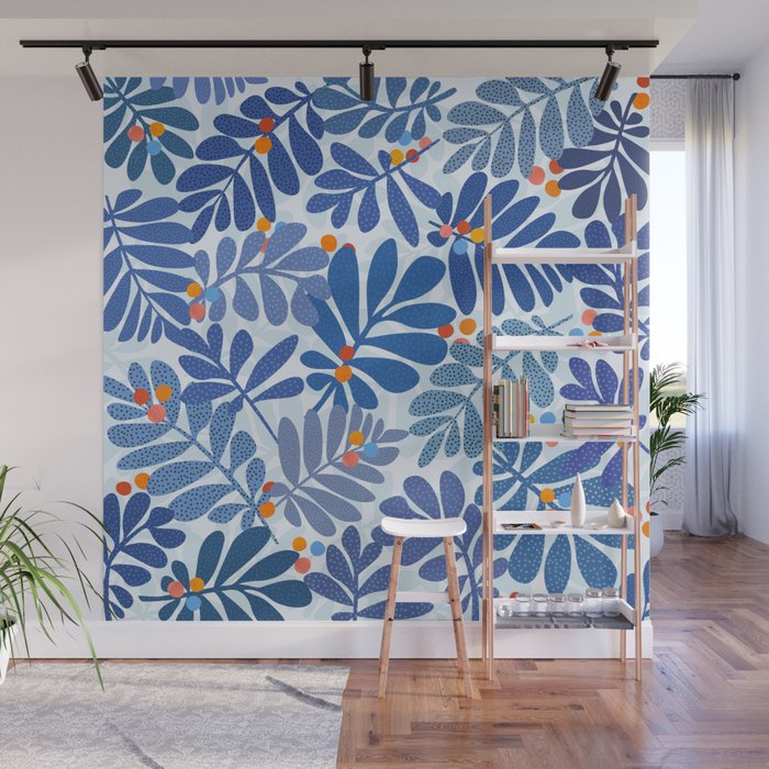Mid Century Winter Blues Wall Mural Gallery Image 1