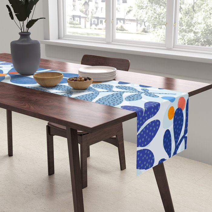 Mid Century Winter Blues Table Runner Gallery Image 2