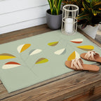 Mid Century Modern Single Leaf Pattern 1. Vintage green Outdoor Rug Gallery Image 2