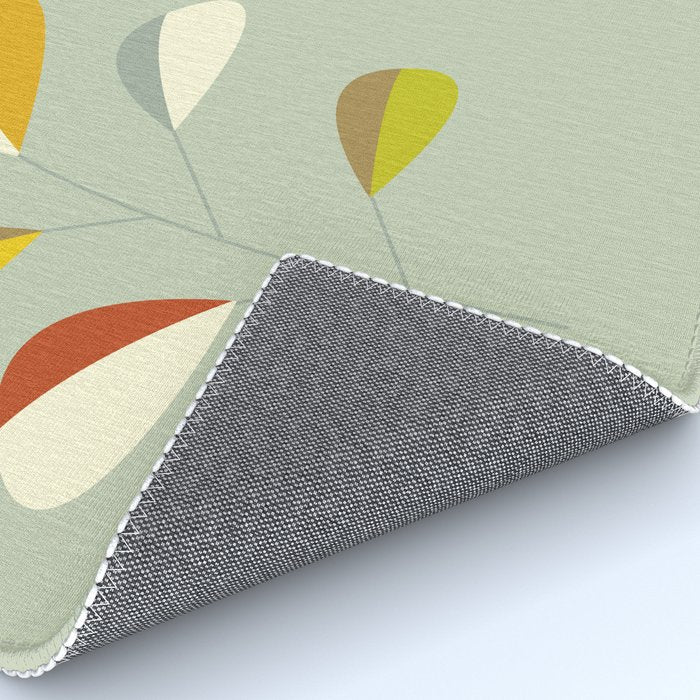 Mid Century Modern Single Leaf Pattern 1. Vintage green Rug Gallery Image 4