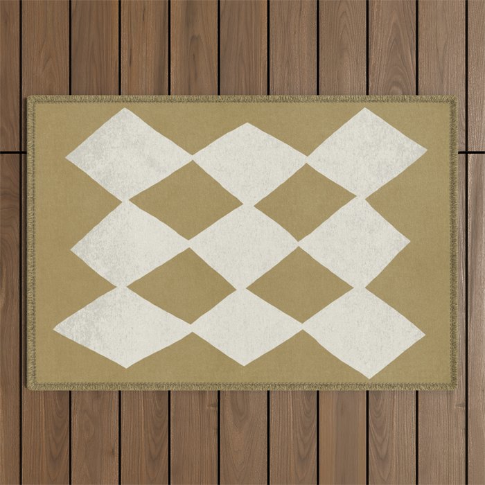 Diamond Pattern Abstract - Gold Beige Outdoor Rug Gallery Image 1