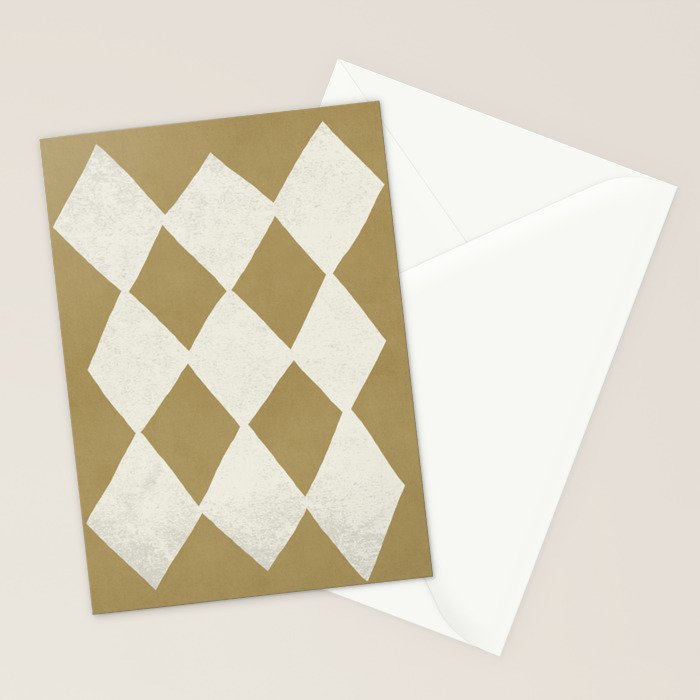 Diamond Pattern Abstract - Gold Beige Stationery Card Gallery Image 2