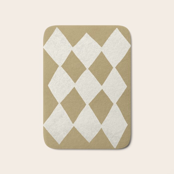 Diamond Pattern Abstract - Gold Beige Bath Mat Gallery Image 1