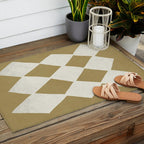 Diamond Pattern Abstract - Gold Beige Outdoor Rug Gallery Image 2