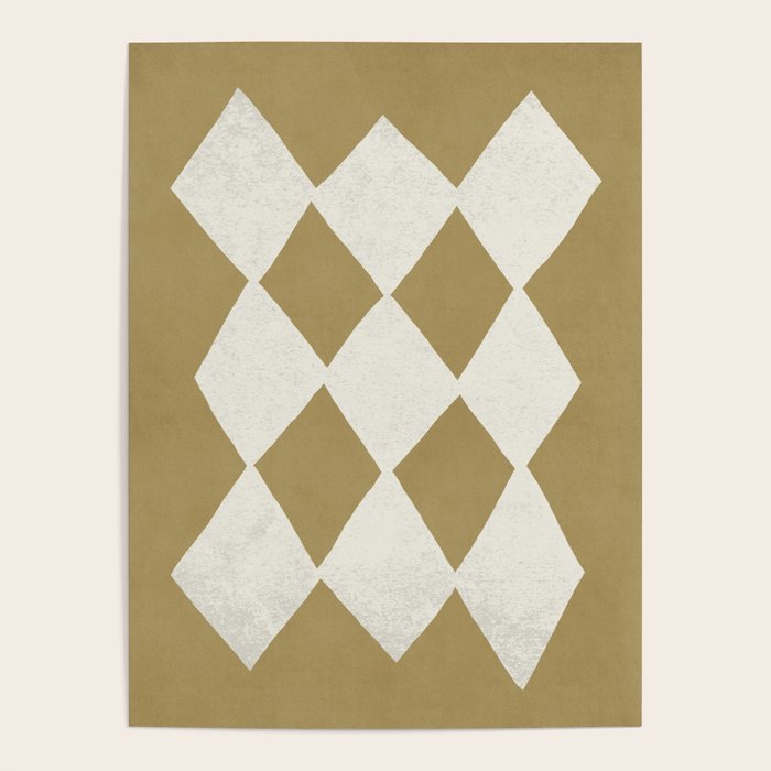 Diamond Pattern Abstract - Gold Beige Poster Gallery Image 4
