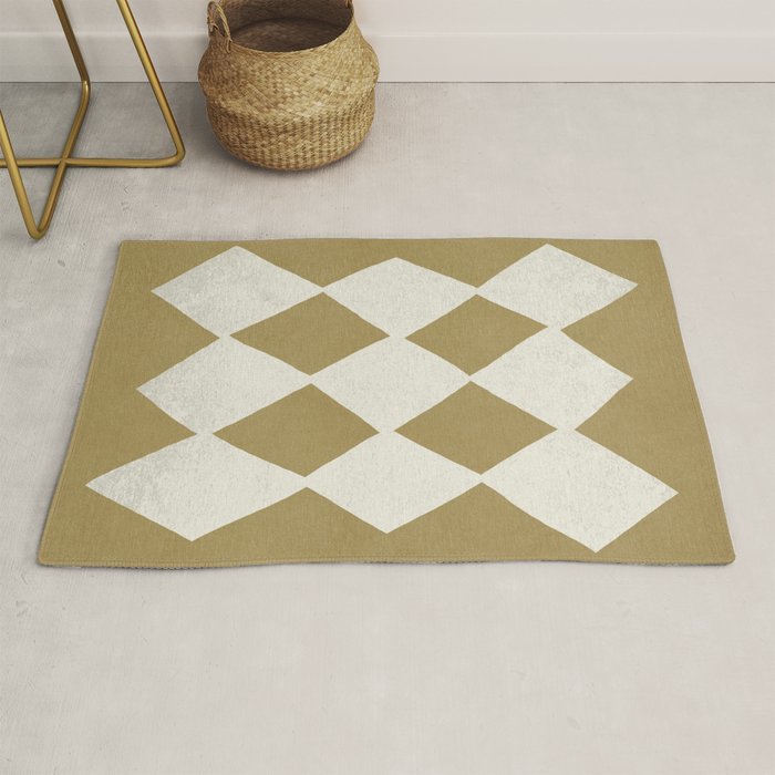 Diamond Pattern Abstract - Gold Beige Rug Gallery Image 1