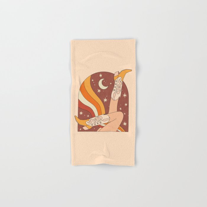 Neutral 70s Western Boots Bath Towel Gallery Image 1