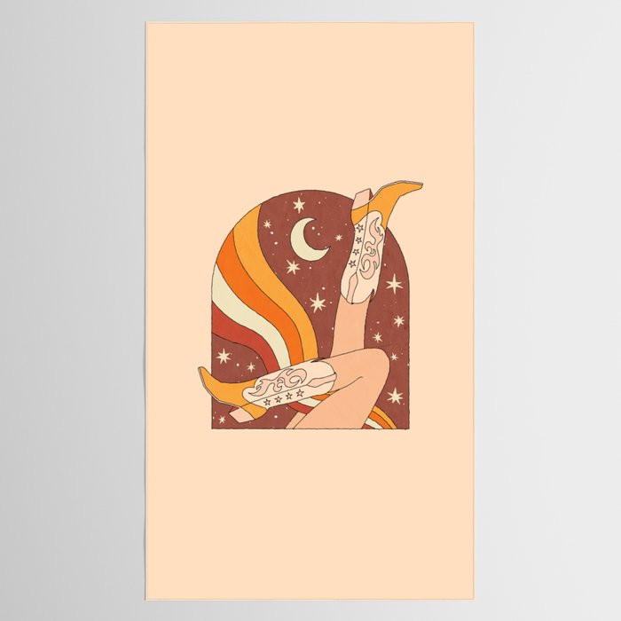 Neutral 70s Western Boots Tablecloth Gallery Image 2