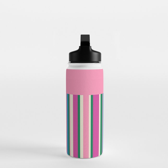 Color Block Stripes Pink Blue Green Water Bottle Gallery Image 3