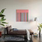 Color Block Stripes Pink Blue Green Wood Wall Art Gallery Image 2