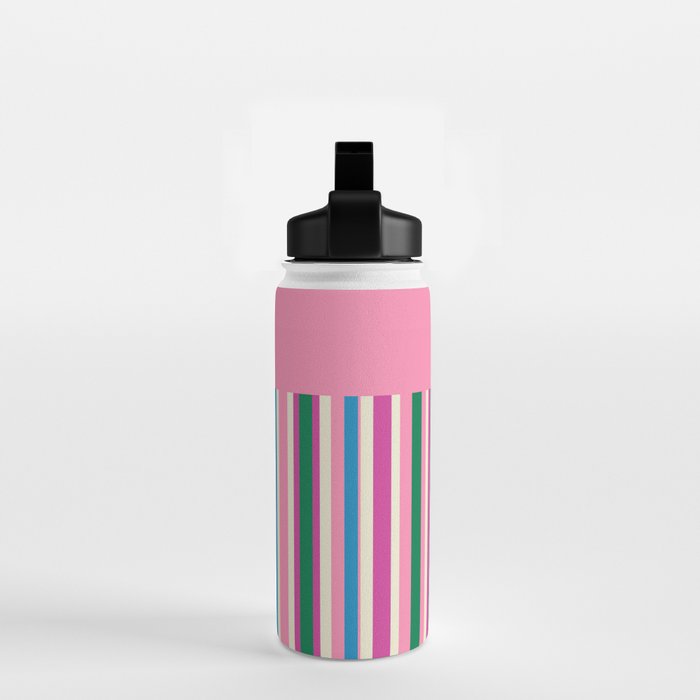 Color Block Stripes Pink Blue Green Water Bottle Gallery Image 2