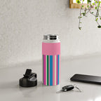 Color Block Stripes Pink Blue Green Water Bottle Gallery Image 4