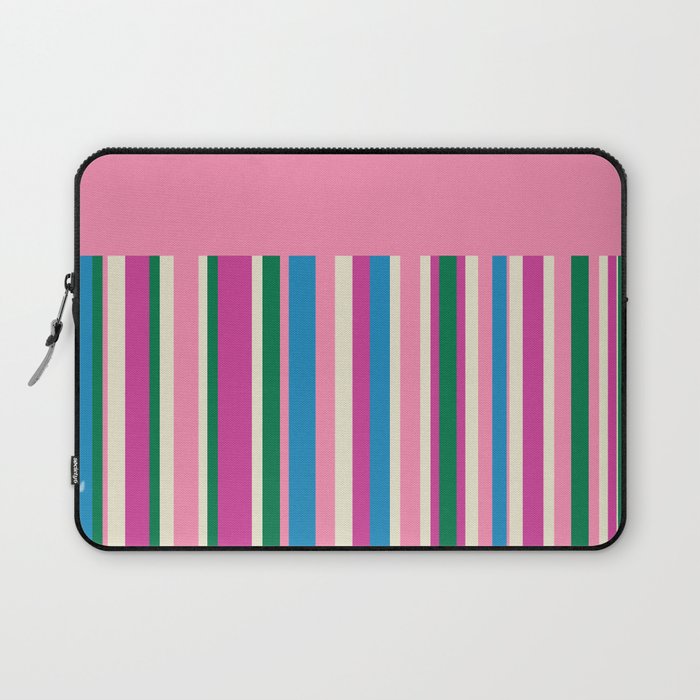 Color Block Stripes Pink Blue Green Laptop Sleeve Gallery Image 1