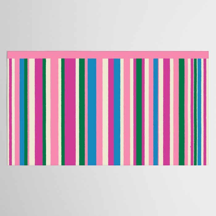 Color Block Stripes Pink Blue Green Tablecloth Gallery Image 2