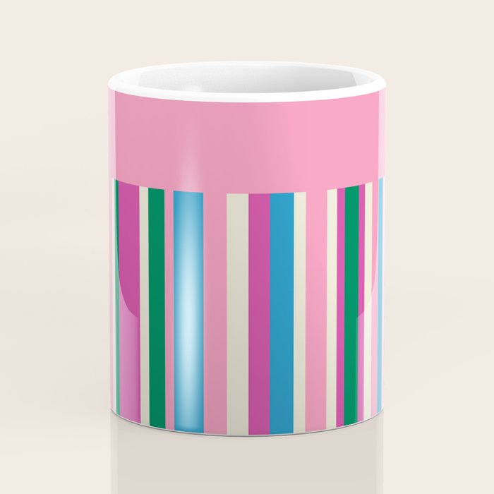 Color Block Stripes Pink Blue Green Coffee Mug Gallery Image 4