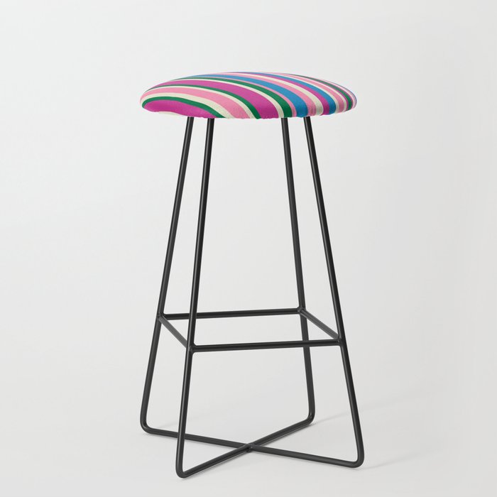 Color Block Stripes Pink Blue Green Stool Gallery Image 1