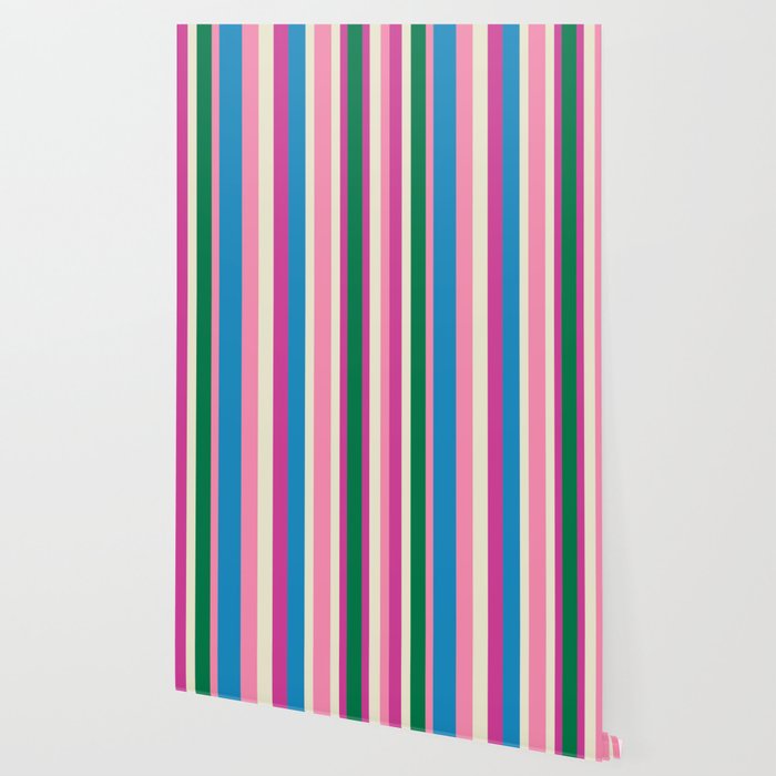 Color Block Stripes Pink Blue Green Wallpaper Gallery Image 2