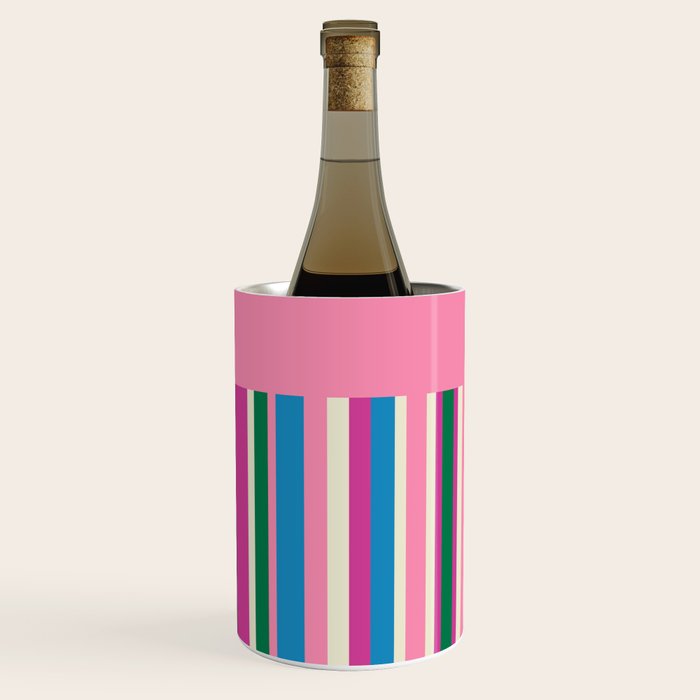Color Block Stripes Pink Blue Green Wine Chiller Gallery Image 1